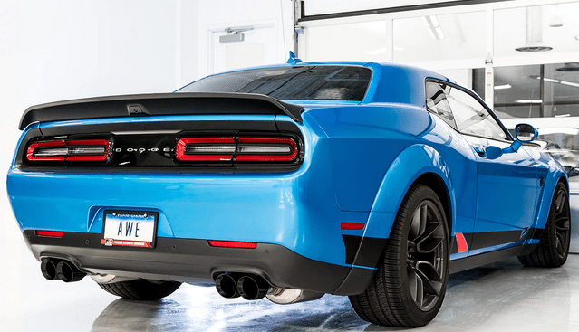 AWE Track Cat - Back Exhaust, Black Tips 2015 - 2023 Challenger 6.2L/ 392/6.4L - Speedlogix