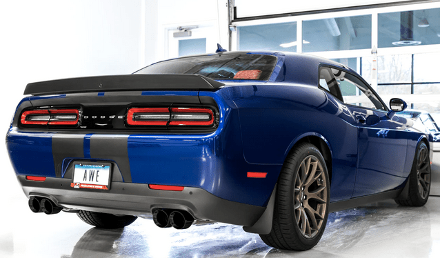 AWE Track Cat - Back Exhaust, Black Tips 2017 - 2023 Challenger 5.7L - Speedlogix