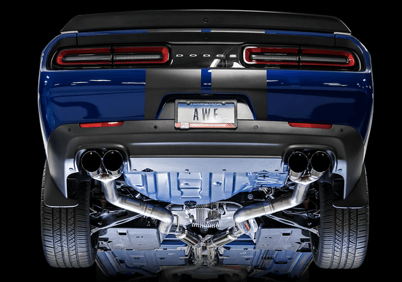 AWE Track Cat - Back Exhaust, Black Tips 2017 - 2023 Challenger 5.7L - Speedlogix