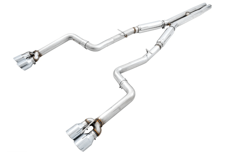 AWE Track Cat - Back Exhaust, Chrome Tips 2017 - 2023 Challenger 5.7L - Speedlogix