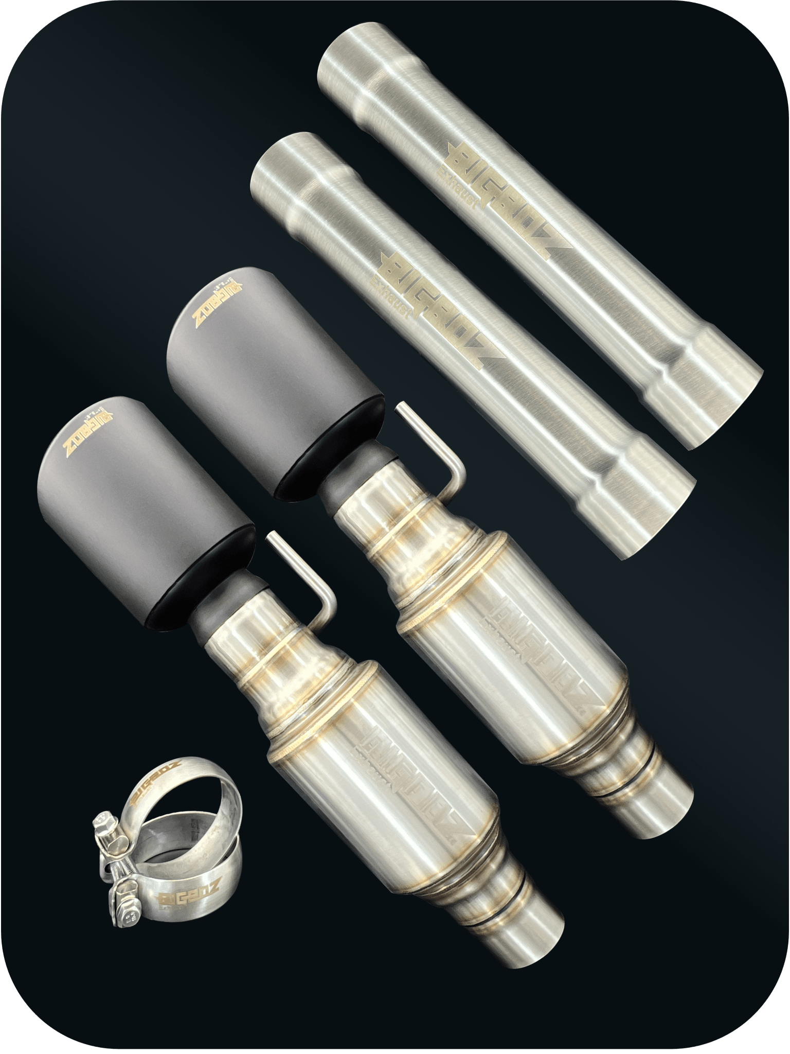 Axleback Kit ( Brushed Satin Finish Mufflers) for 2015 - 2023 V8 Dodge Charger - Speedlogix