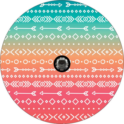 Aztec & Arrow Print on Pastel Ombré Bronco Spare Tire Cover - Speedlogix