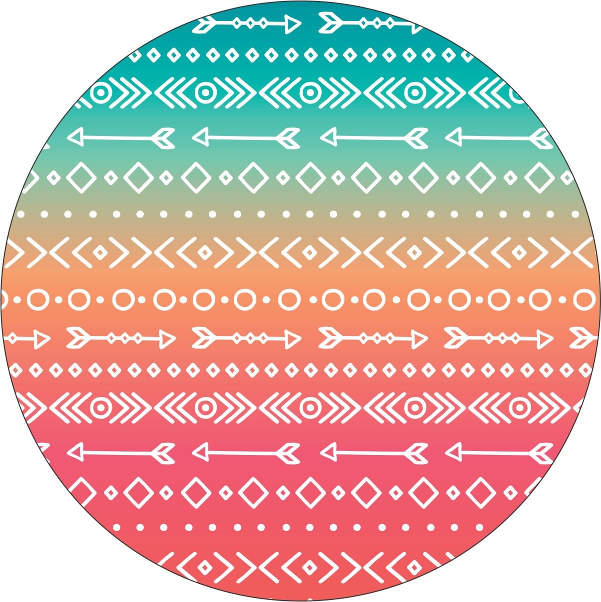 Aztec & Arrow Print on Pastel Ombré Bronco Spare Tire Cover - Speedlogix