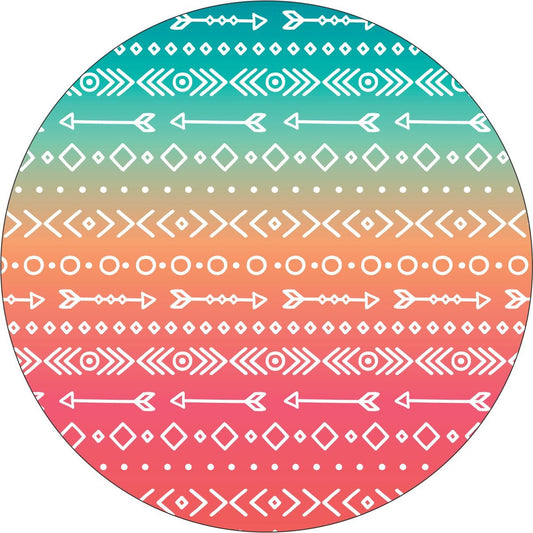 Aztec & Arrow Print on Pastel Ombré Bronco Spare Tire Cover - Speedlogix