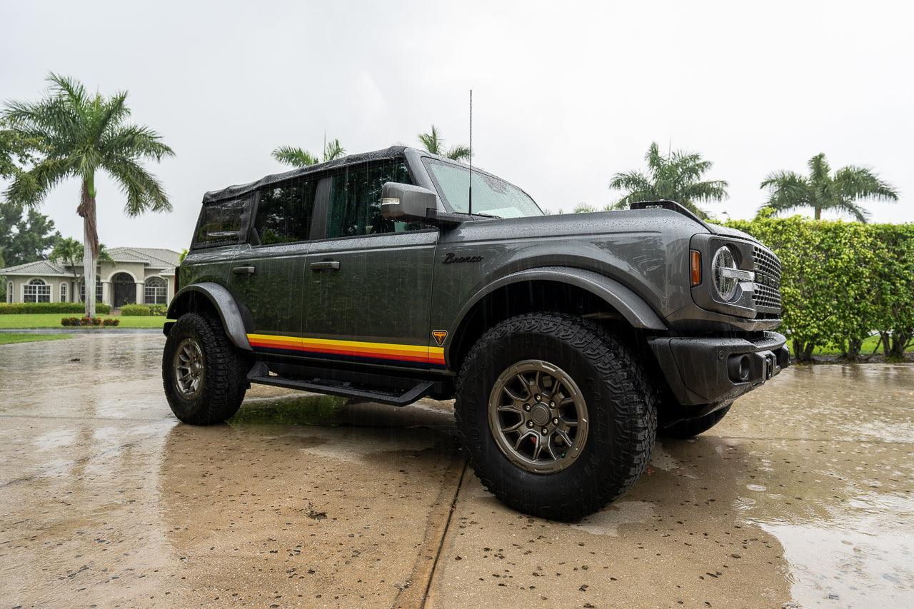 Badlands 5 Bar Retro Stripe Package (Hood, Lower Door Protection, Door Sills) - 2021+ Bronco - Speedlogix
