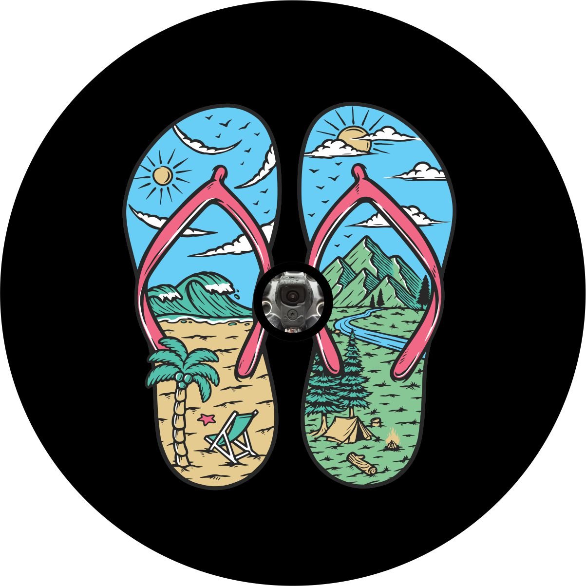Beach and Mountain Flip Flop Bronco Spare Tire Cover - Speedlogix