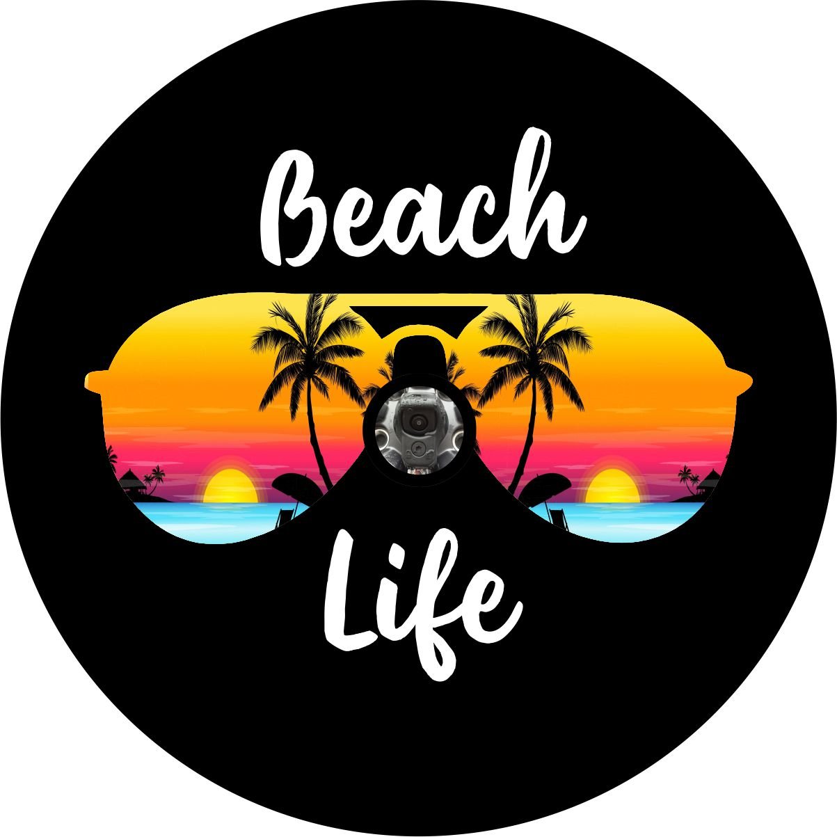 Beach Life Sunglasses Sunset Tropical Bronco Spare Tire Cover - Speedlogix