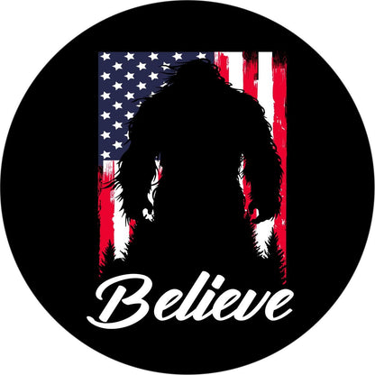 Bigfoot American Flag Believe Sasquatch Spare Tire Cover for Bronco, Jeep, RV, Campers, & More - Speedlogix