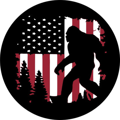 Bigfoot or Sasquatch American Flag Bronco Spare Tire Cover - Speedlogix