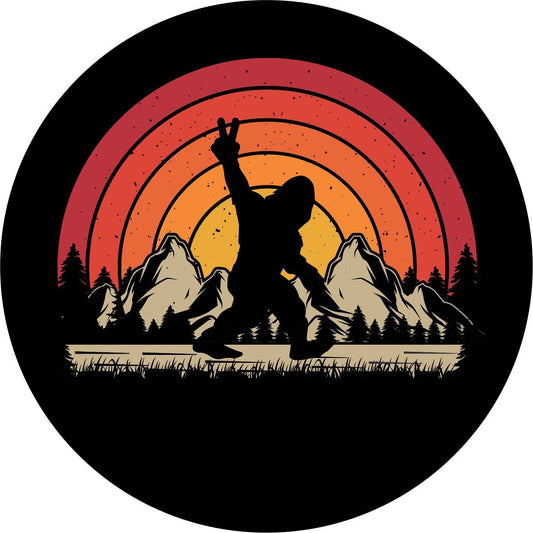 Bigfoot Peace Out Retro Sun Bronco Spare Tire Cover - Speedlogix