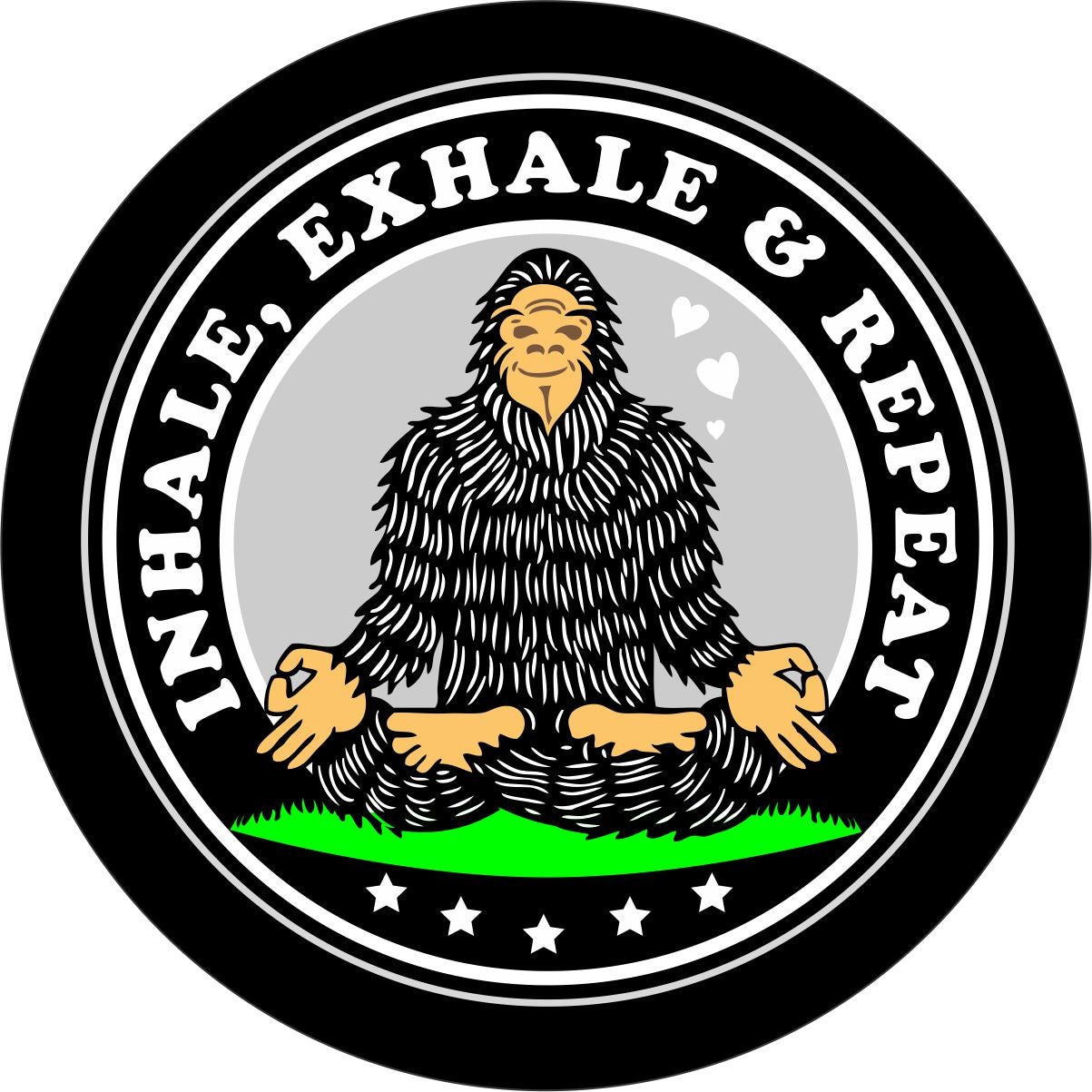 Zen Bigfoot Sasquatch Inhale, Exhale, & Repeat Funny Bronco Spare Tire Cover