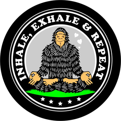 Zen Bigfoot Sasquatch Inhale, Exhale, & Repeat Funny Bronco Spare Tire Cover