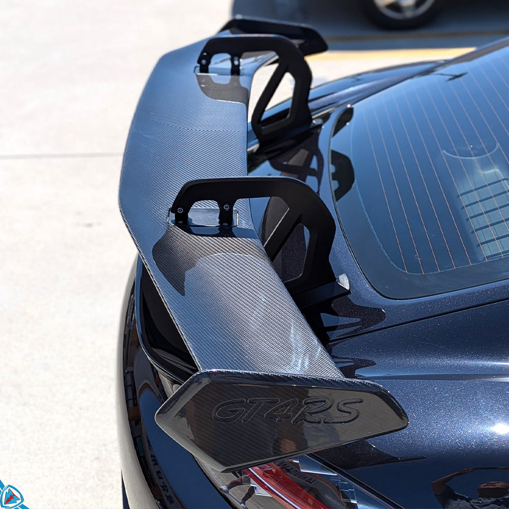 2017-2025 Porsche 718 Boxster & Cayman (982) GT4 RS Style Dry Carbon Fiber Swan Neck Wing | FYBR Aerodynamics