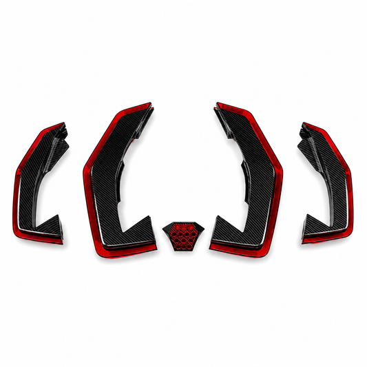 Aggressive Dry Carbon LED Diffuser Fin Set Blades for Lamborghini Revuelto