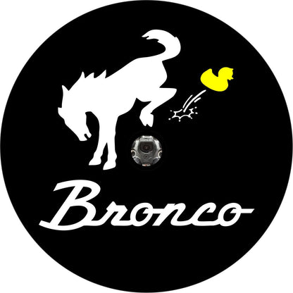 Bronco Bucking a Duck with Bronco Wording Bronco Spare Tire Cover - Speedlogix