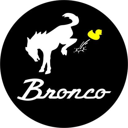 Bronco Bucking a Duck with Bronco Wording Bronco Spare Tire Cover - Speedlogix