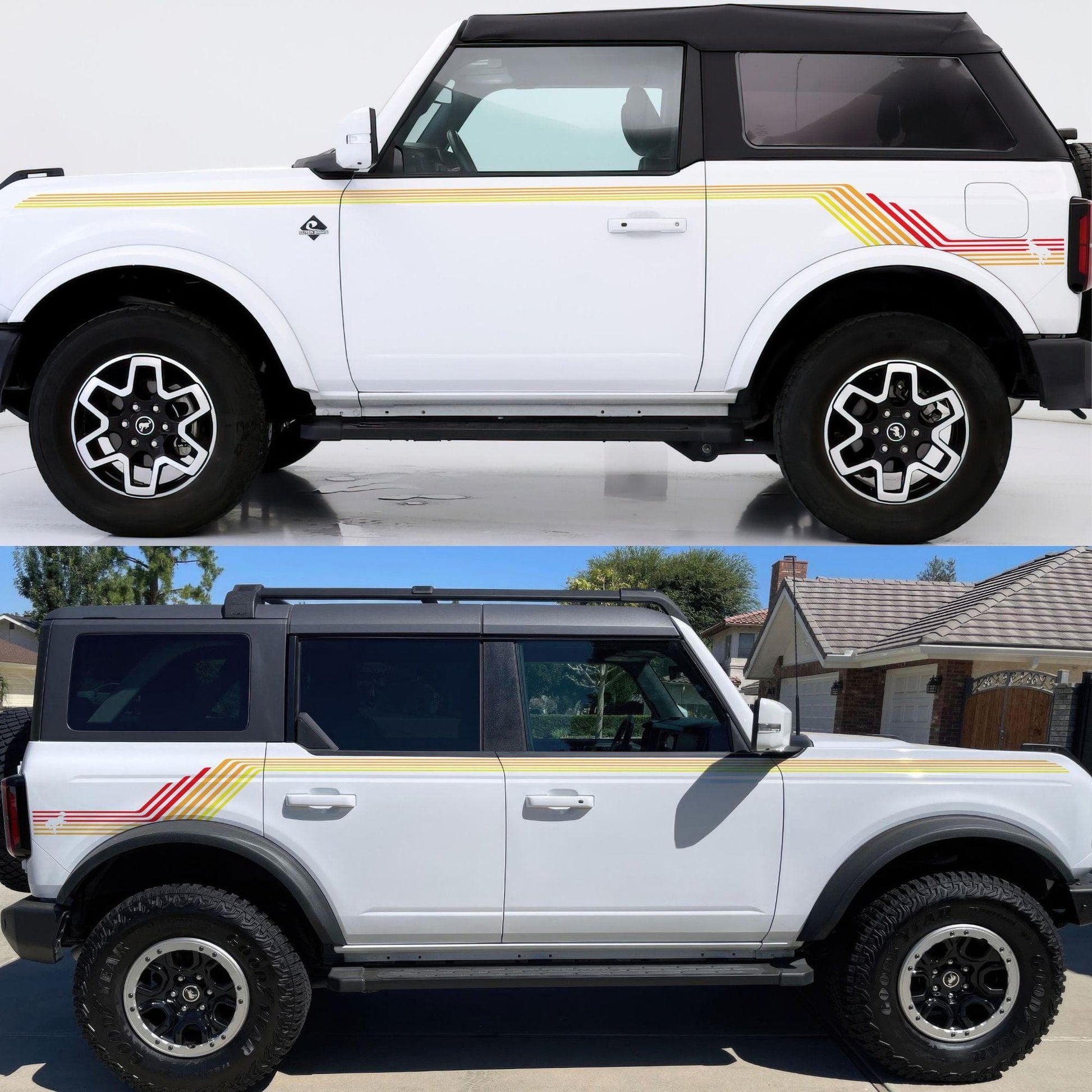 Bronco Color Stripes Decal Sticker. Red, Orange, Yellow Racing Stripes. 6973 - Speedlogix