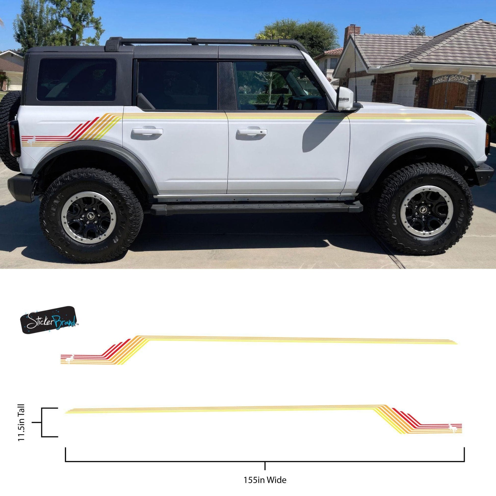 Bronco Color Stripes Decal Sticker. Red, Orange, Yellow Racing Stripes. 6973 - Speedlogix