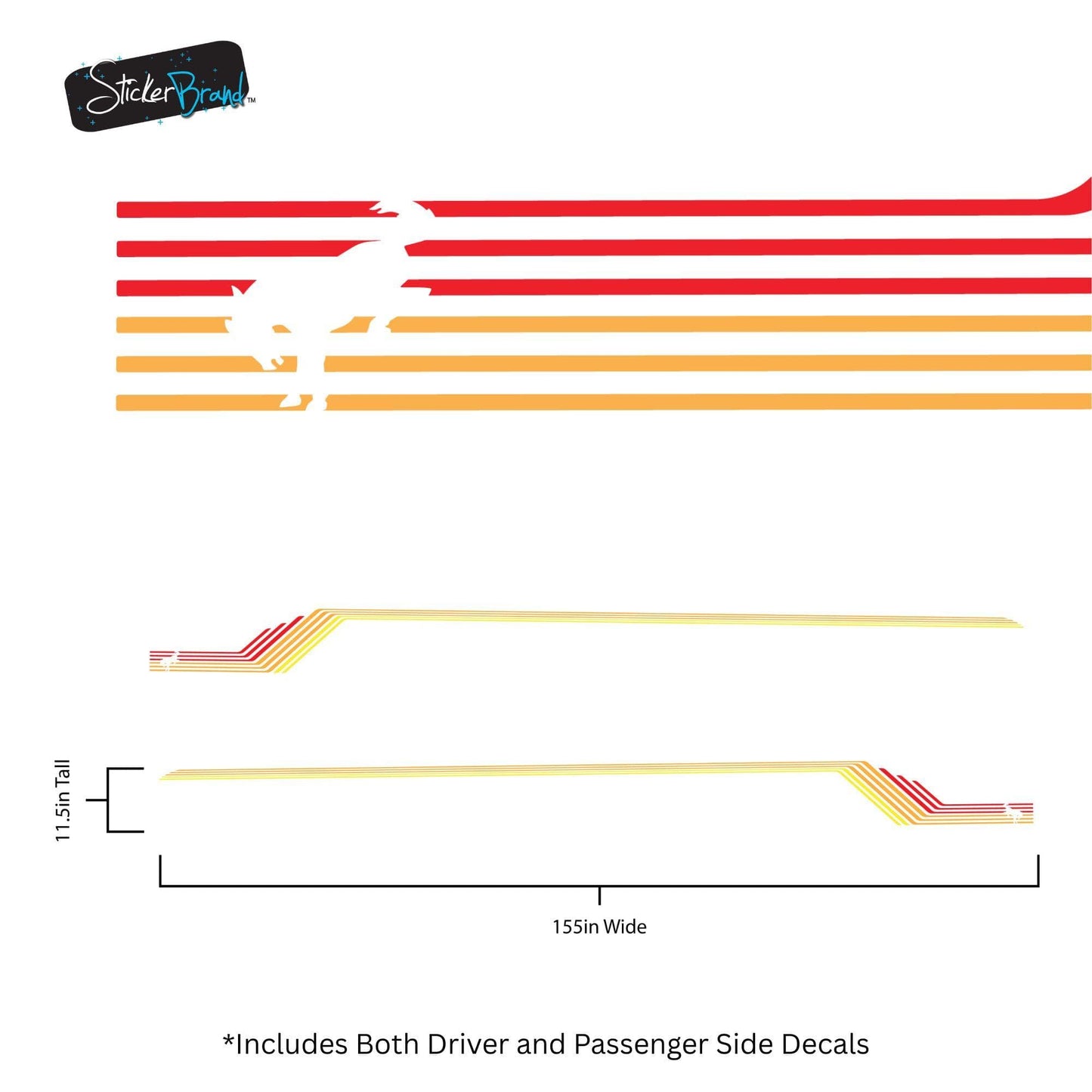 Bronco Color Stripes Decal Sticker. Red, Orange, Yellow Racing Stripes. 6973 - Speedlogix