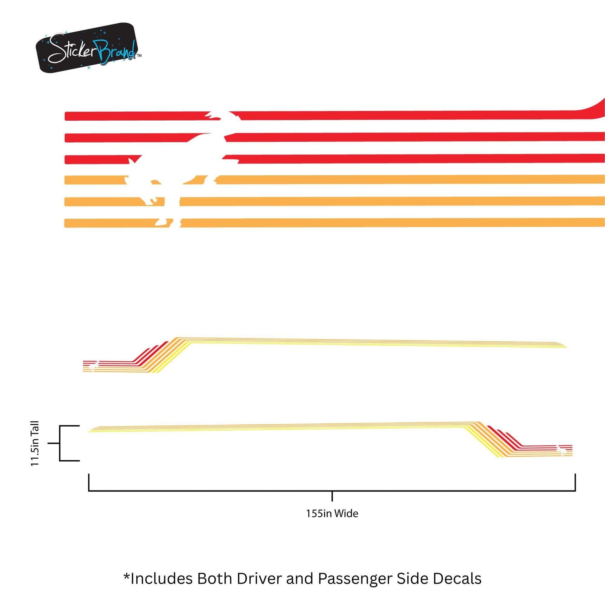 Bronco Color Stripes Decal Sticker. Red, Orange, Yellow Racing Stripes. 6973 - Speedlogix