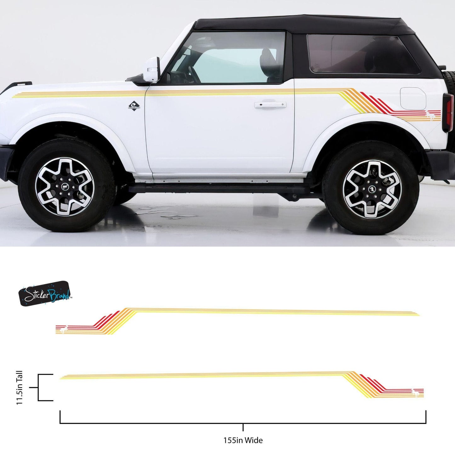 Bronco Color Stripes Decal Sticker. Red, Orange, Yellow Racing Stripes. 6973 - Speedlogix