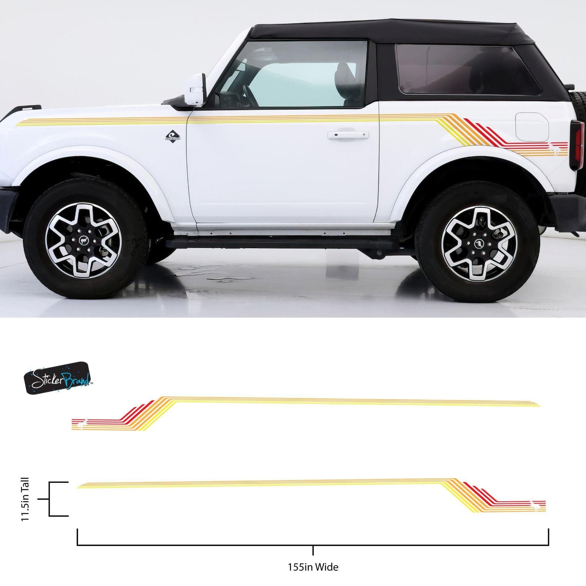 Bronco Color Stripes Decal Sticker. Red, Orange, Yellow Racing Stripes. 6973 - Speedlogix