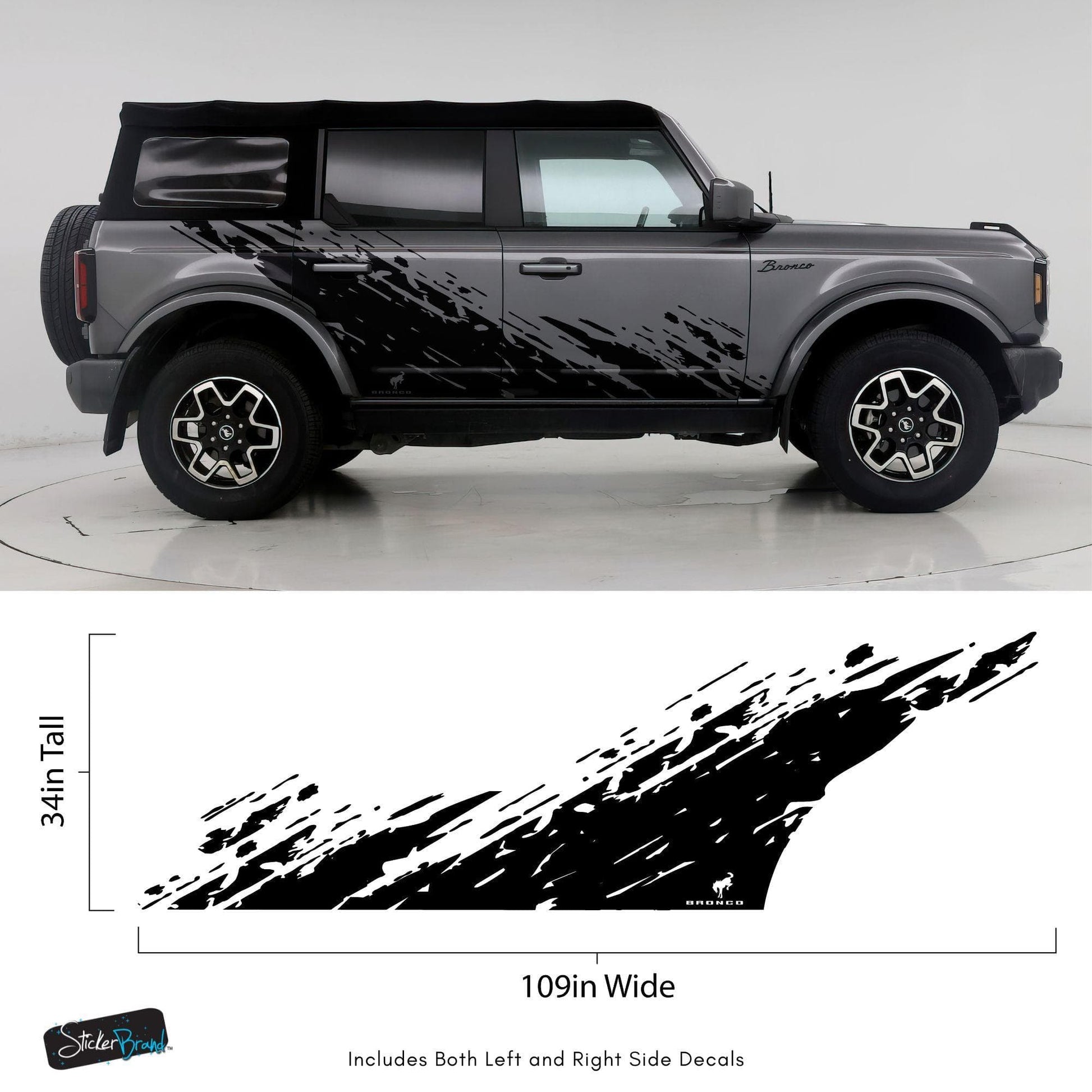Bronco Mud Splash Side Rocker Panel Car Graphic Sticker. 6896 - Speedlogix