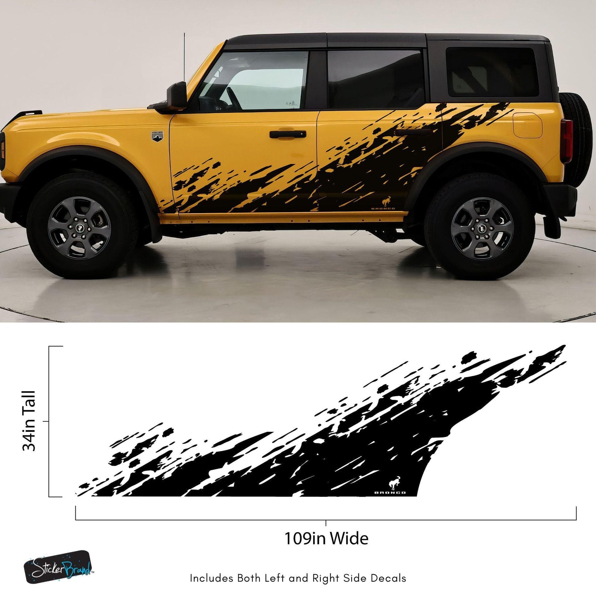 Bronco Mud Splash Side Rocker Panel Car Graphic Sticker. 6896 - Speedlogix