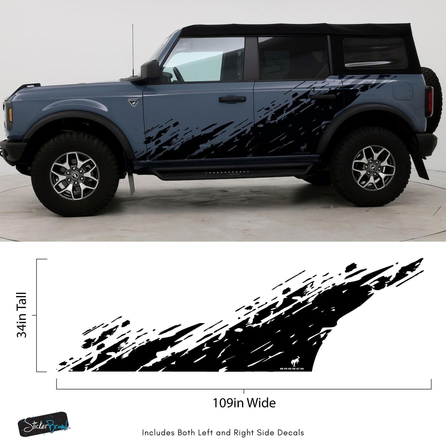 Bronco Mud Splash Side Rocker Panel Car Graphic Sticker. 6896 - Speedlogix