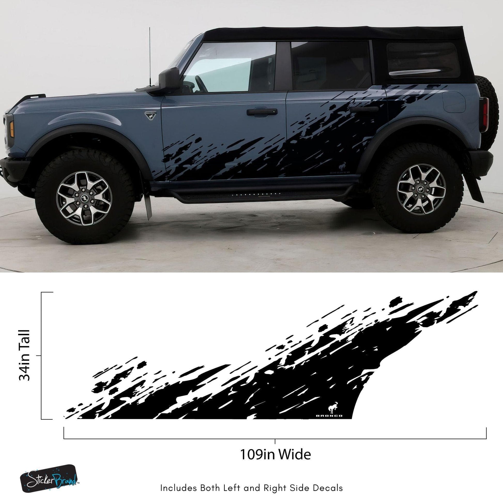 Bronco Mud Splash Side Rocker Panel Car Graphic Sticker. 6896 - Speedlogix