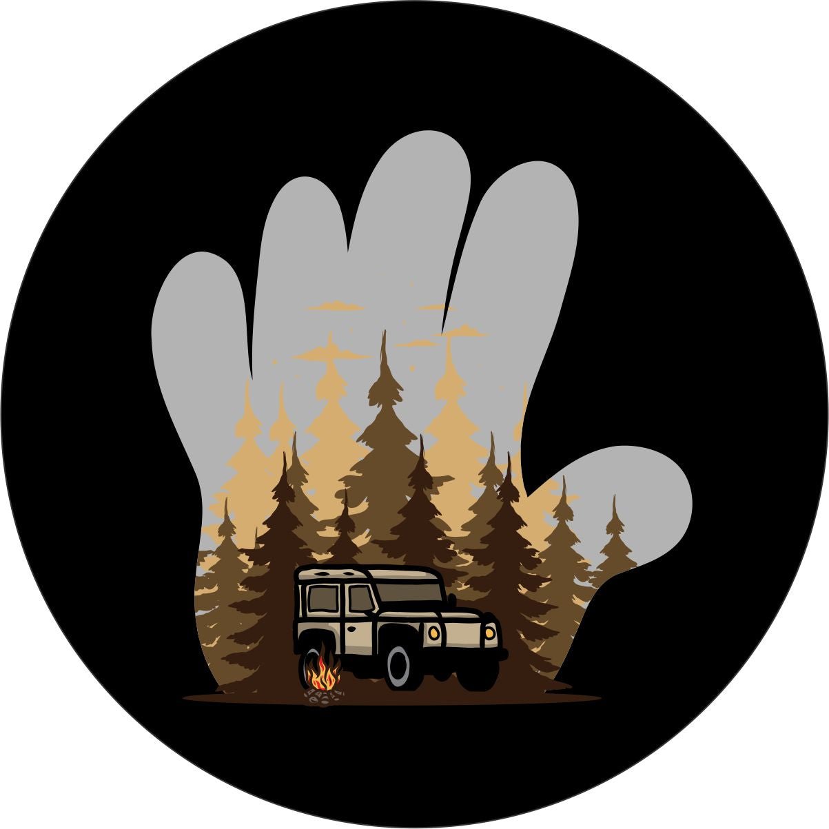 Camping by the Fire + Jeep Wave Bronco Spare Tire Cover - Speedlogix