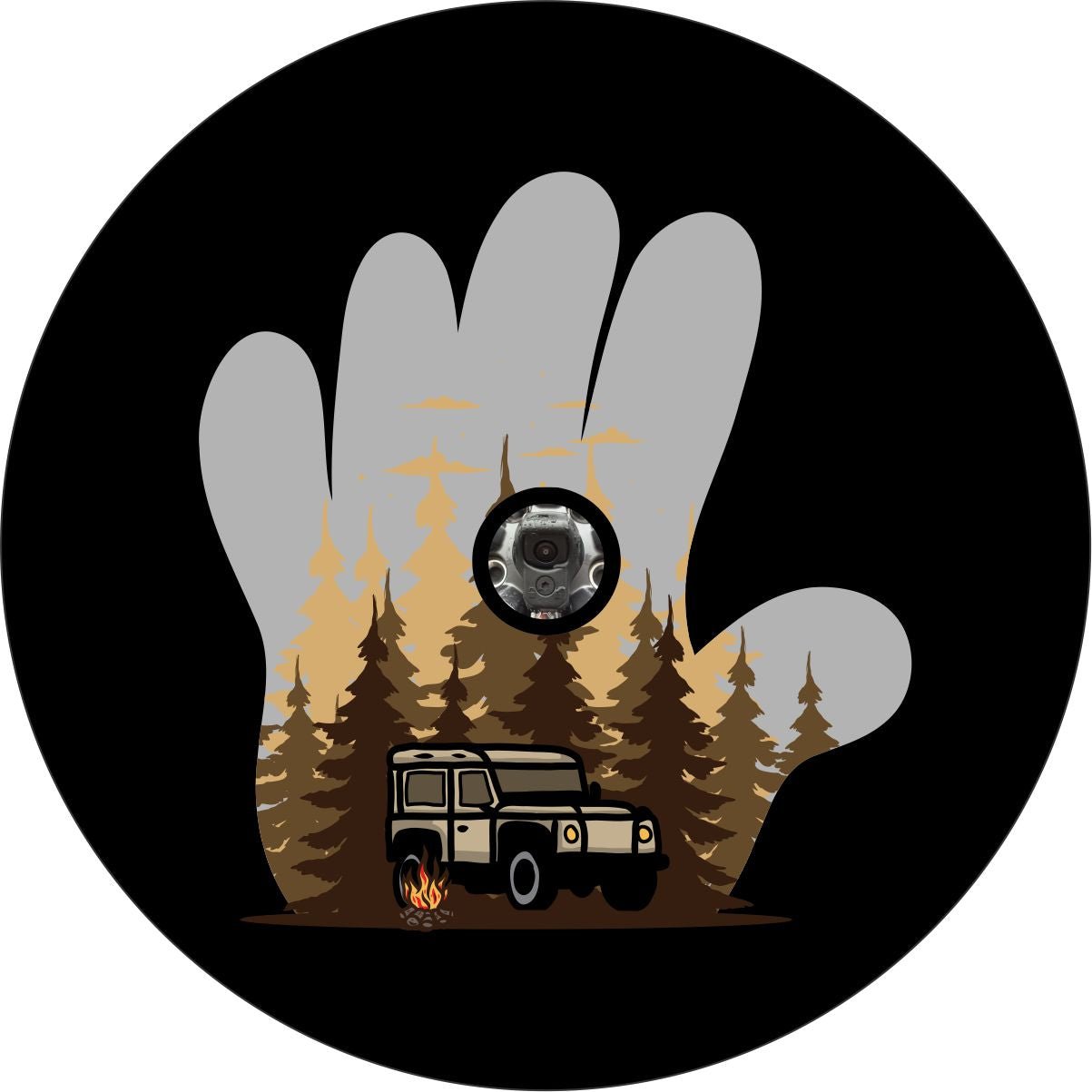 Camping by the Fire + Jeep Wave Bronco Spare Tire Cover - Speedlogix