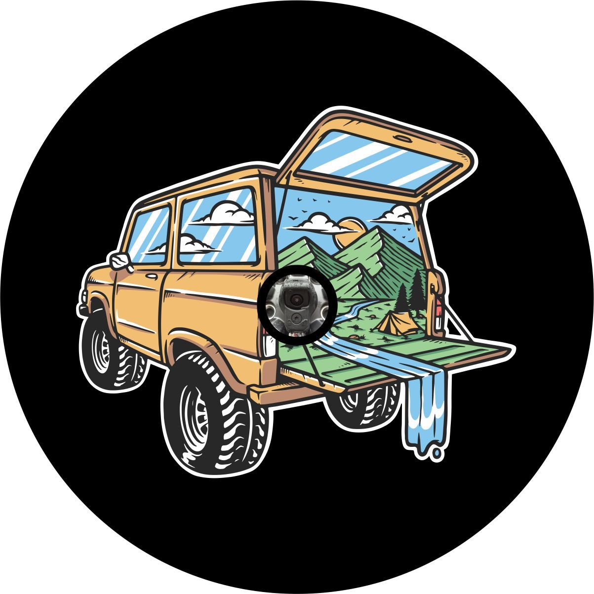 Camping Out The Back of a Bronco Unique Bronco Spare Tire Cover - Speedlogix