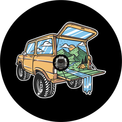 Camping Out The Back of a Bronco Unique Bronco Spare Tire Cover - Speedlogix