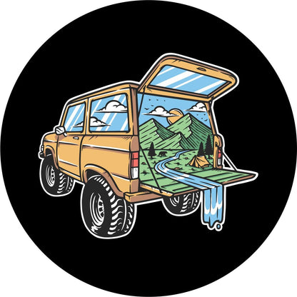 Camping Out The Back of a Bronco Unique Bronco Spare Tire Cover - Speedlogix