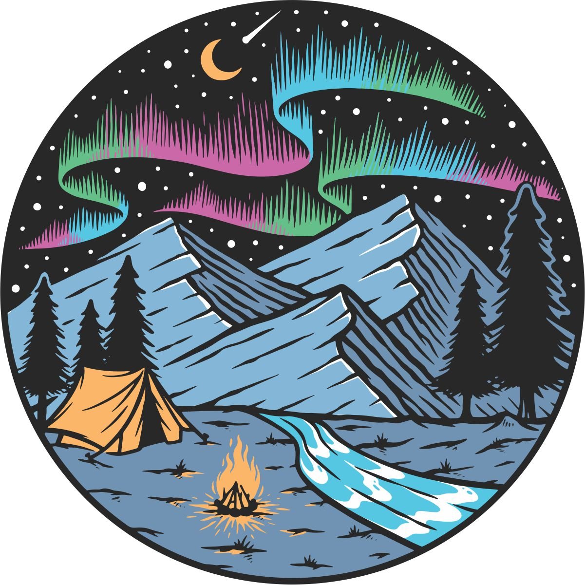 Camping Under the Northern Lights Bronco Spare Tire Cover - Speedlogix