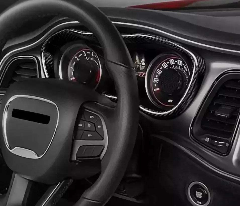 Carbon Fiber Gauge Cluster Trim Cover For 2015-2023 Dodge Challenger