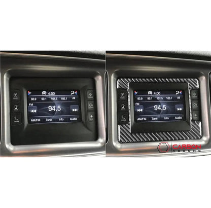 Carbon Fiber Infotainment Radio Screen Trim Overlay for Dodge Challenger 2015