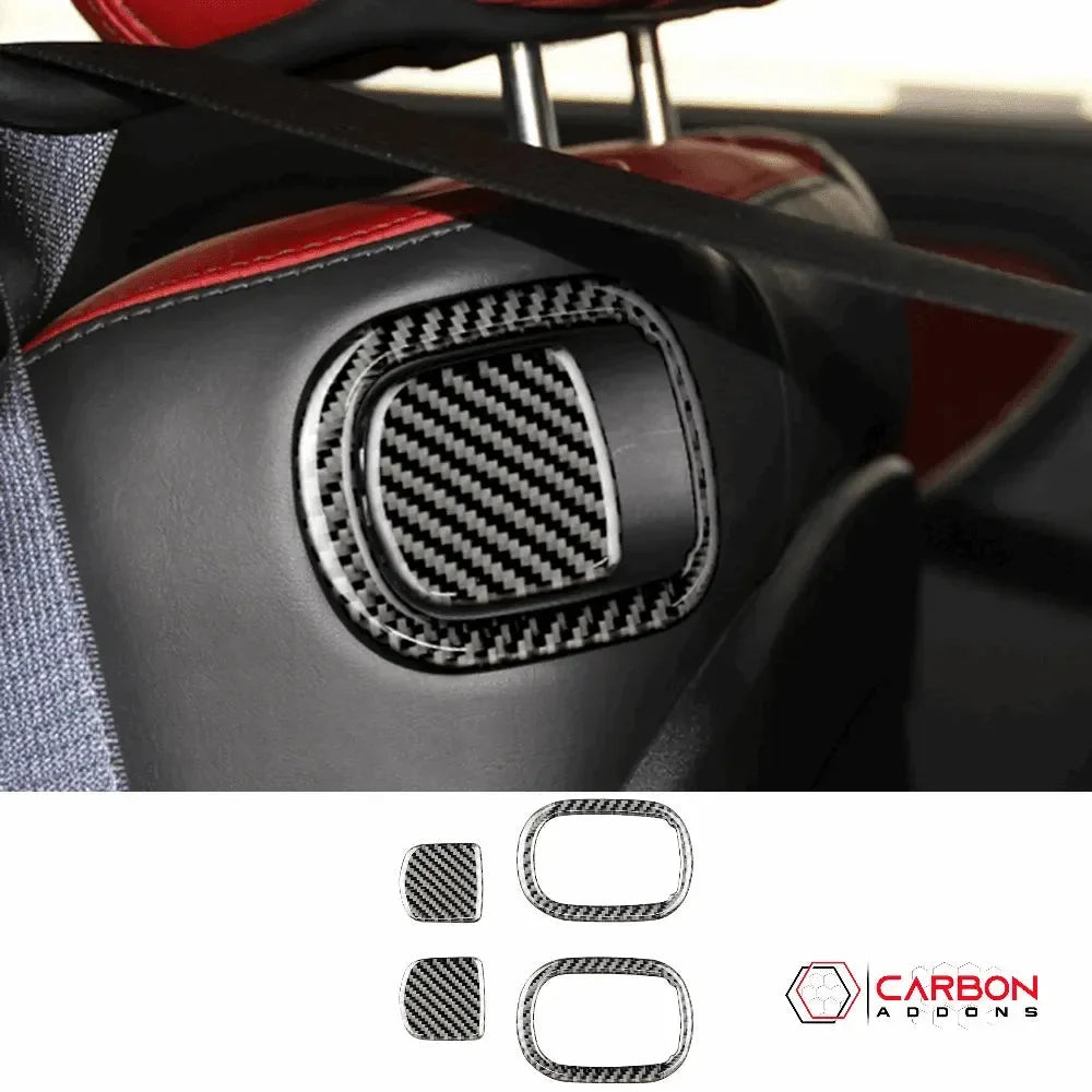 Carbon Fiber Rear Seat Pull Trim and Handle Overlay for Dodge Challenger 2015-2023