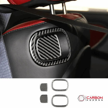 Carbon Fiber Rear Seat Pull Trim and Handle Overlay for Dodge Challenger 2015-2023