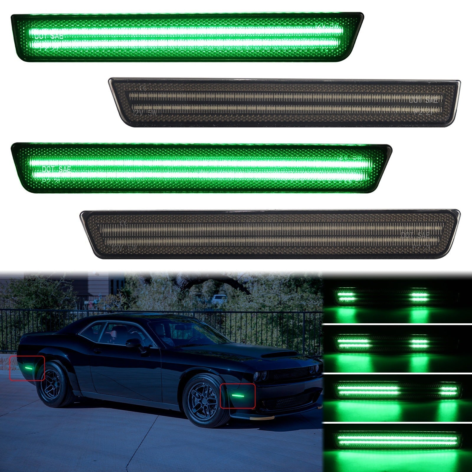CHALLENGER 15-23 FRONT/REAR DYNAMIC SMOKED LED SIDE MARKERS