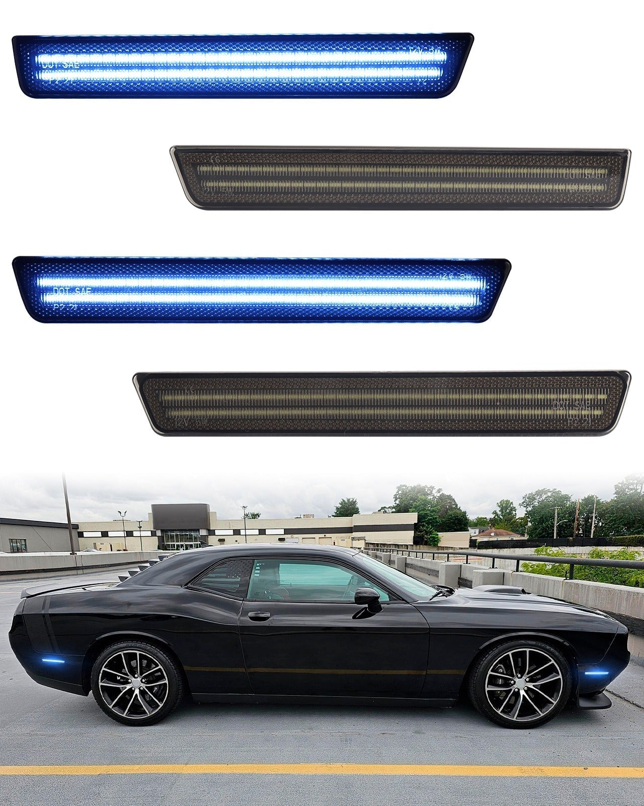CHALLENGER 15 - 23 FRONT/REAR SMOKED LED SIDE MARKERS - Speedlogix