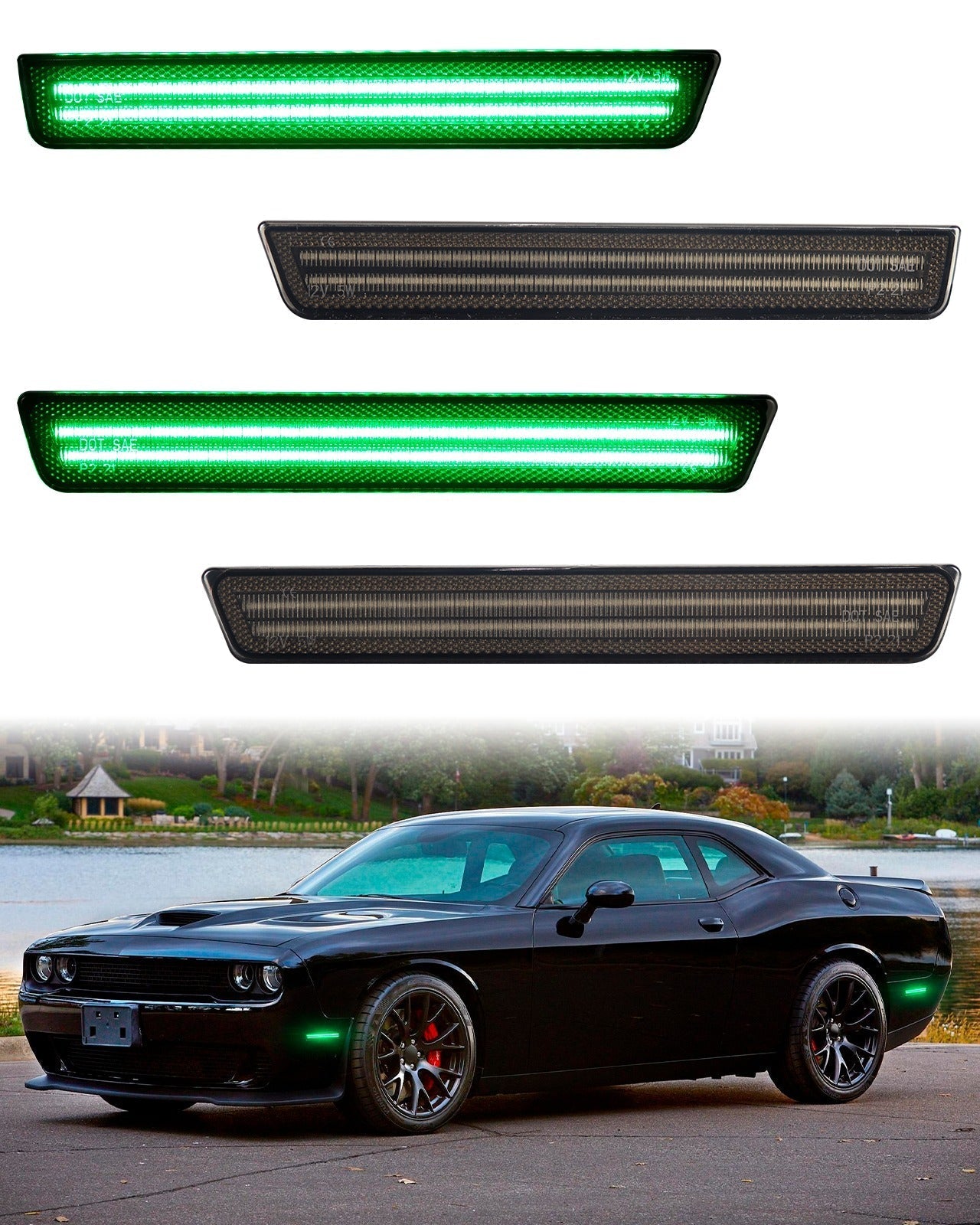 CHALLENGER 15 - 23 FRONT/REAR SMOKED LED SIDE MARKERS - Speedlogix