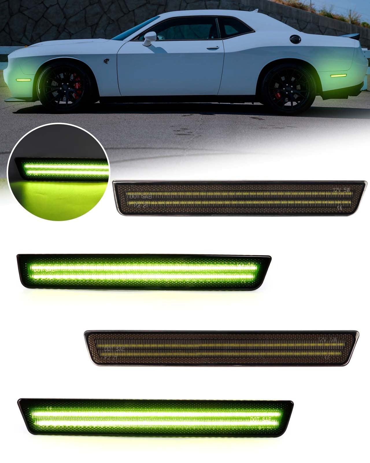 CHALLENGER 15 - 23 FRONT/REAR SMOKED LED SIDE MARKERS - Speedlogix
