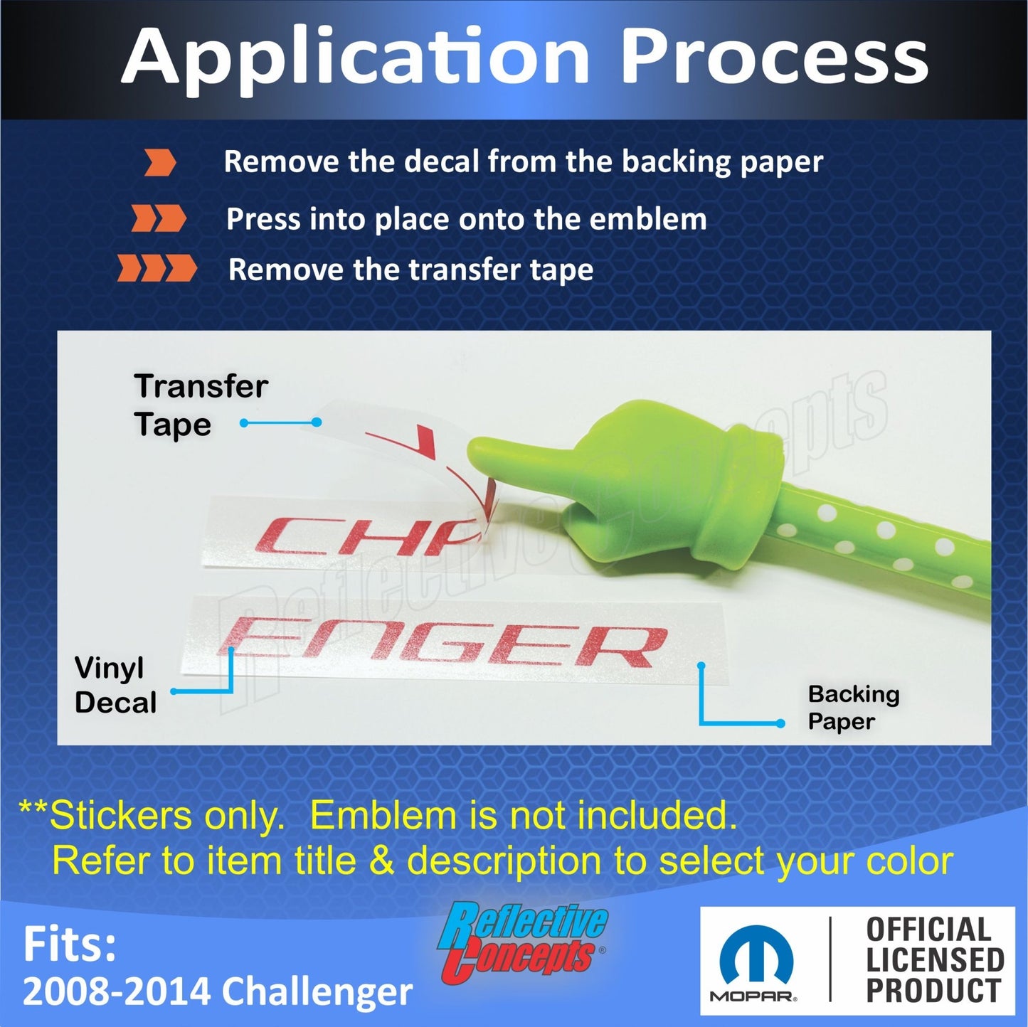 CHALLENGER Grille Emblem Overlay Decal - 2008 - 2014 Challenger - Speedlogix