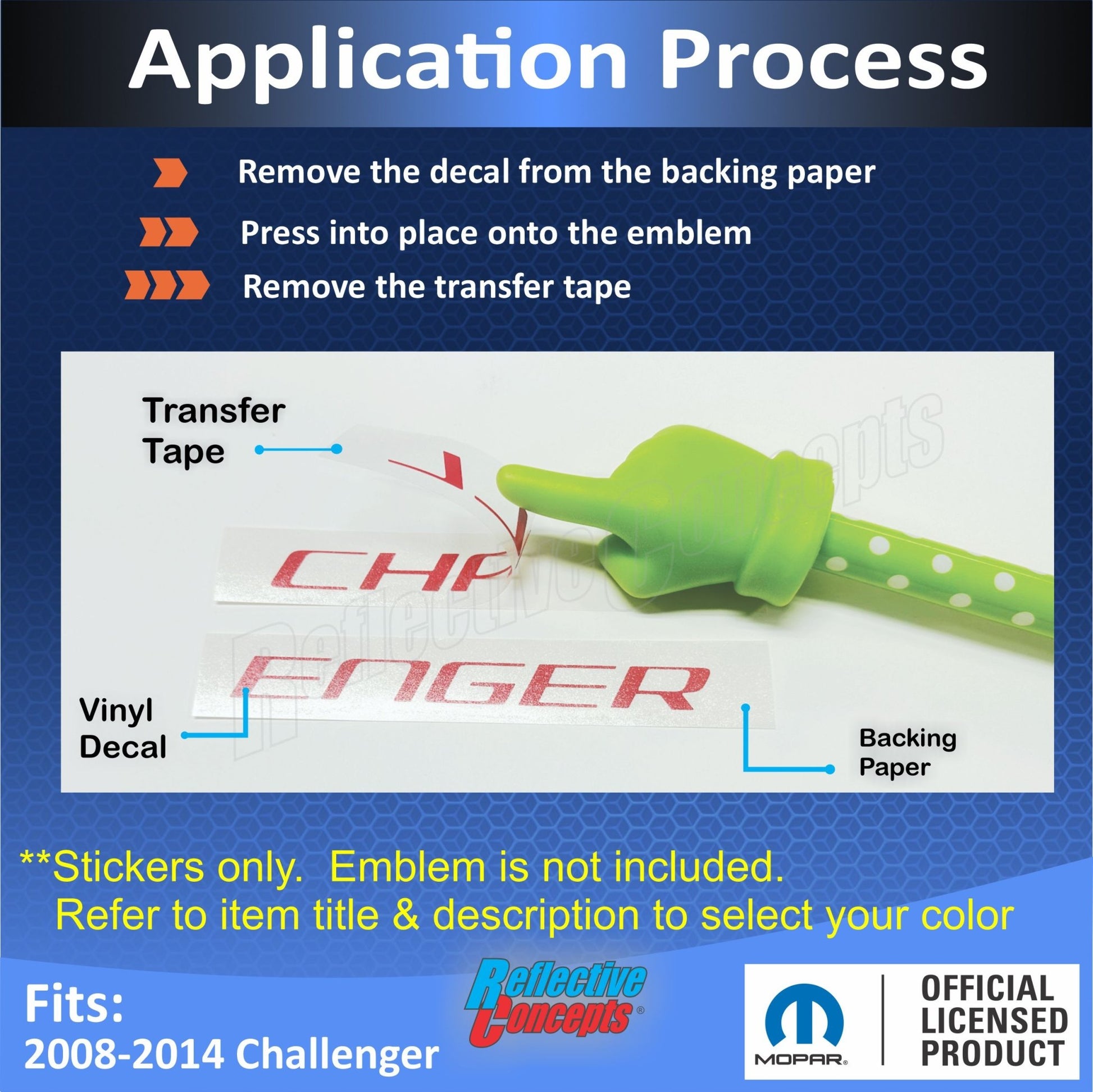 CHALLENGER Grille Emblem Overlay Decal - 2008 - 2014 Challenger - Speedlogix