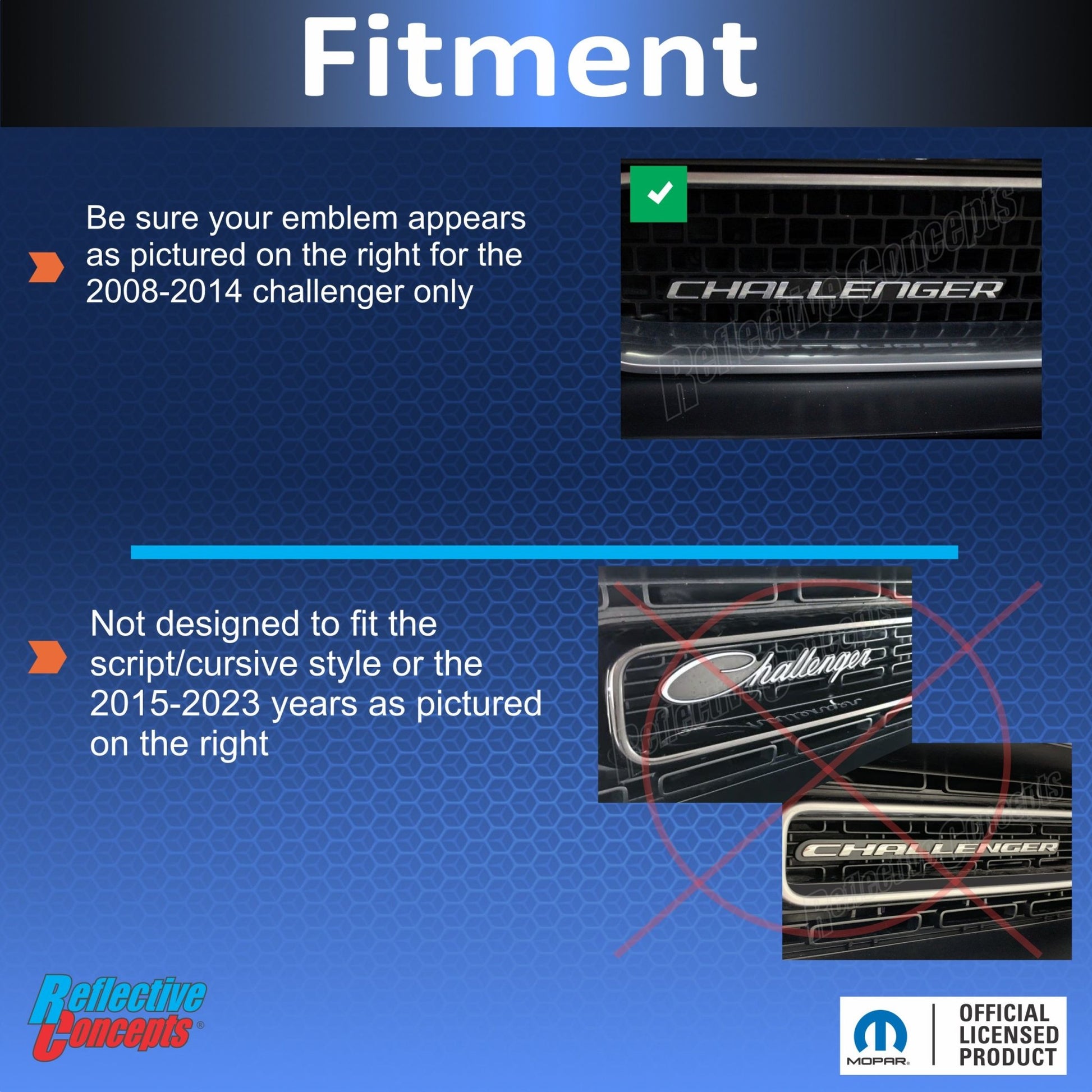 CHALLENGER Grille Emblem Overlay Decal - 2008 - 2014 Challenger - Speedlogix