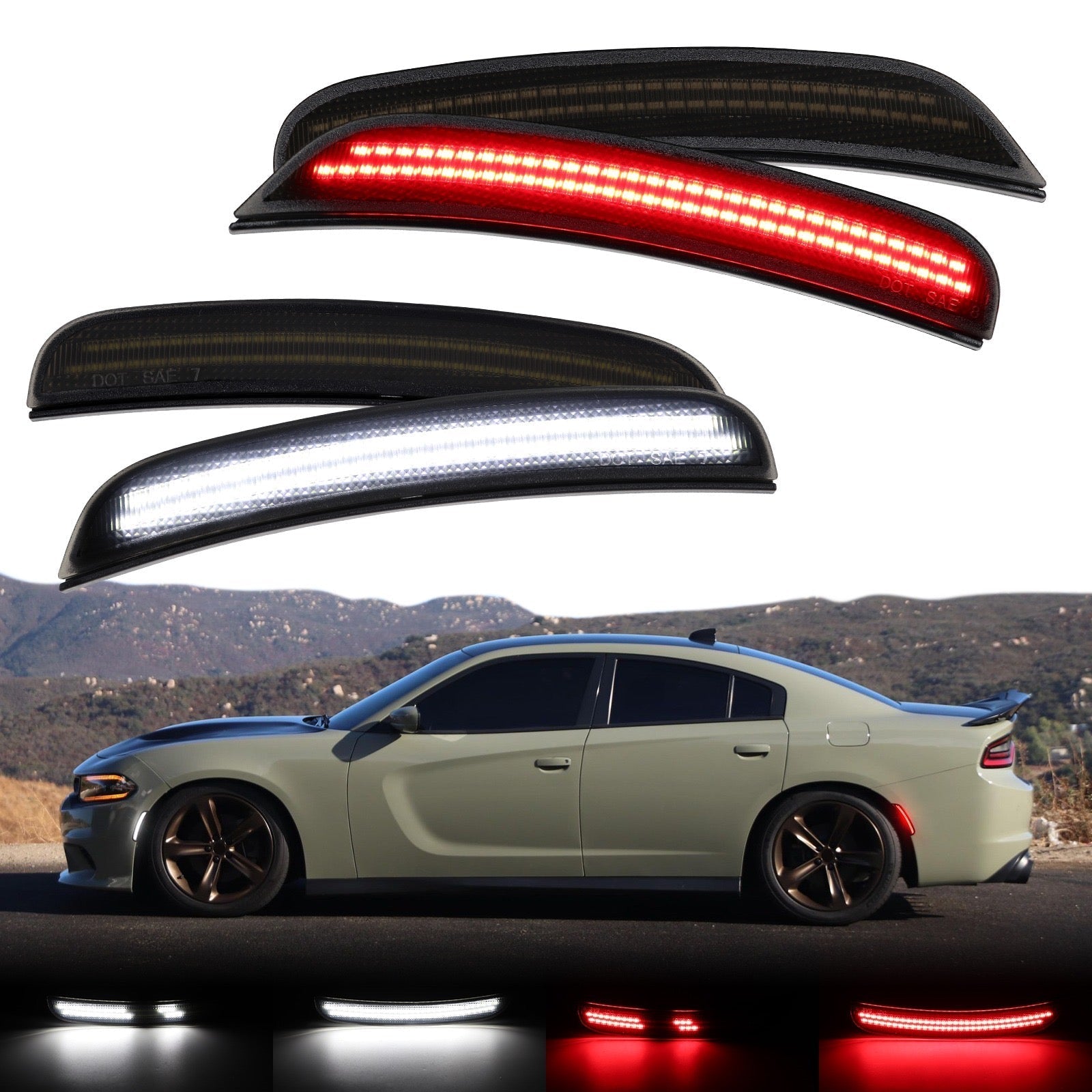 CHARGER 15 - 23 FRONT/REAR DYNAMIC SMOKED LED SIDE MARKERS - Speedlogix