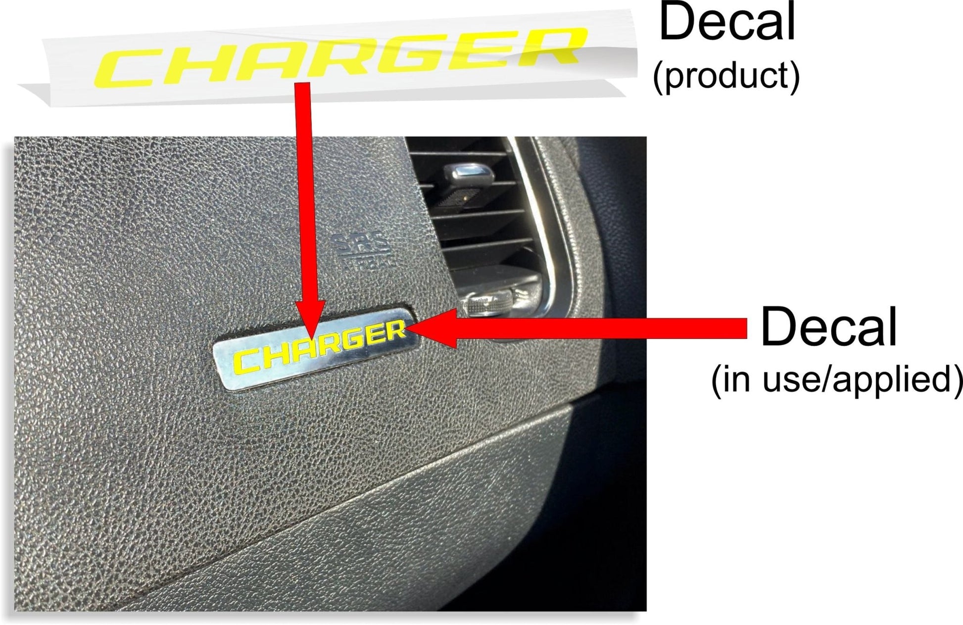 CHARGER Dash Plaque Emblem Lettering Overlay Decal - 11 - 14 Charger - Speedlogix