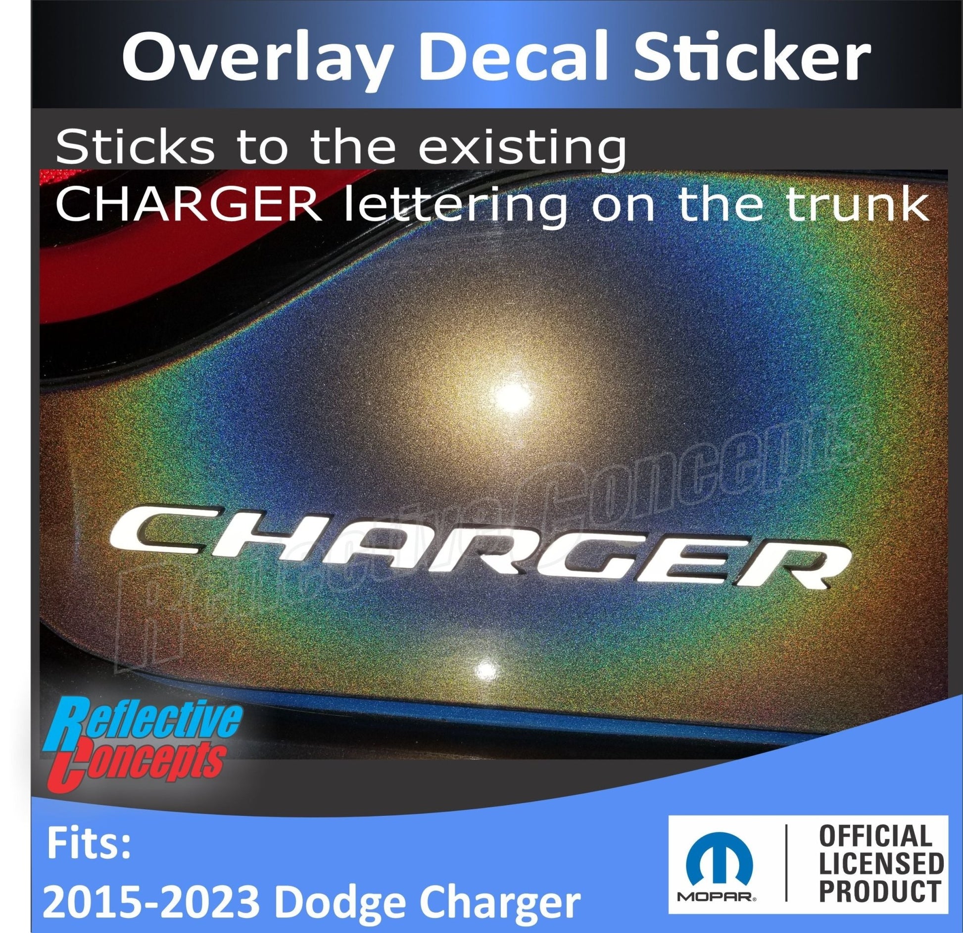 CHARGER Trunk Emblem Overlay Decal - 2015 - 2023 Charger - Speedlogix